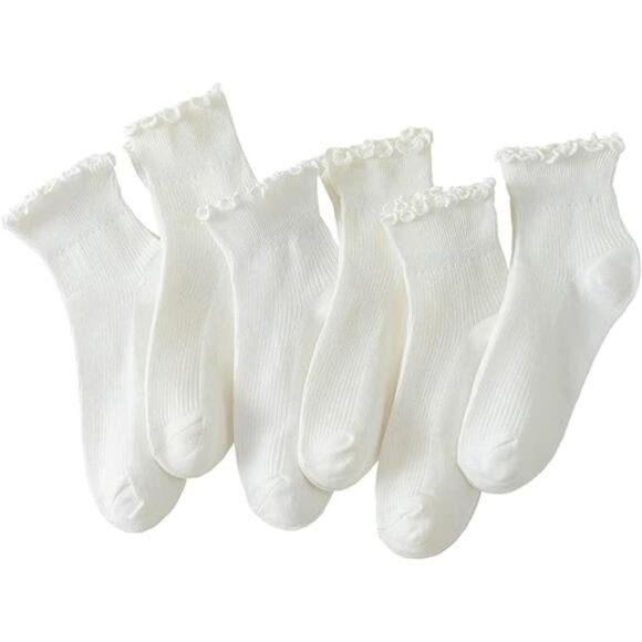 6 Pairs of Ruffle Socks Women, Cute Ruffle Ankle Socks - Picture 7 of 7